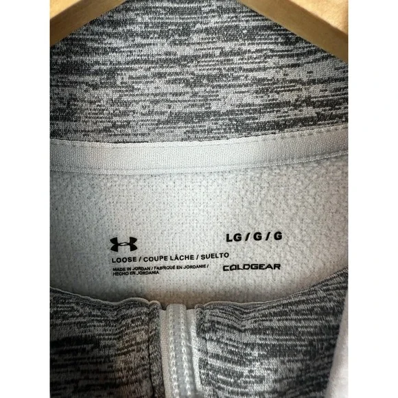 Under Armour Pullover Mens Large Heather Gray ColdGear Quarter Zip Fleece Lined Zip Up